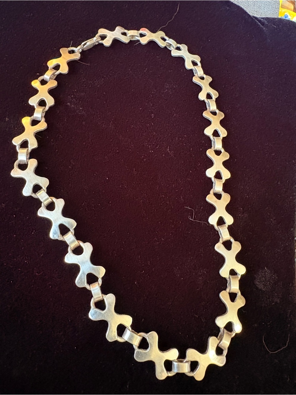 Vintage Sterling Silver Mexico Cross-Link Necklace X 23”